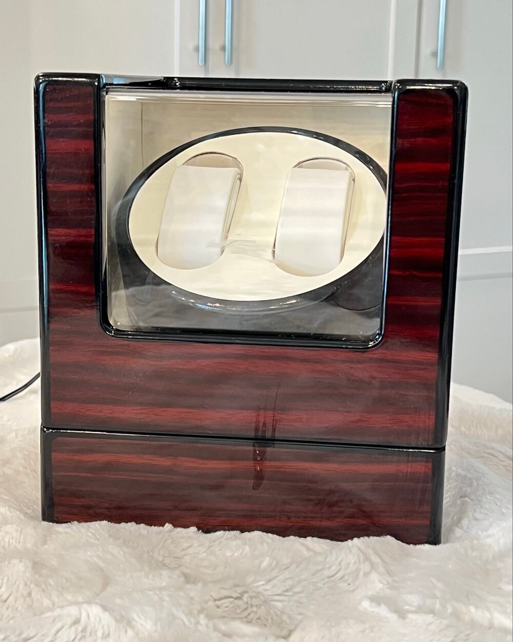 Automatic Watch Winder Box Double 2 Slot Display Storage Luxury Rototion Wooden
